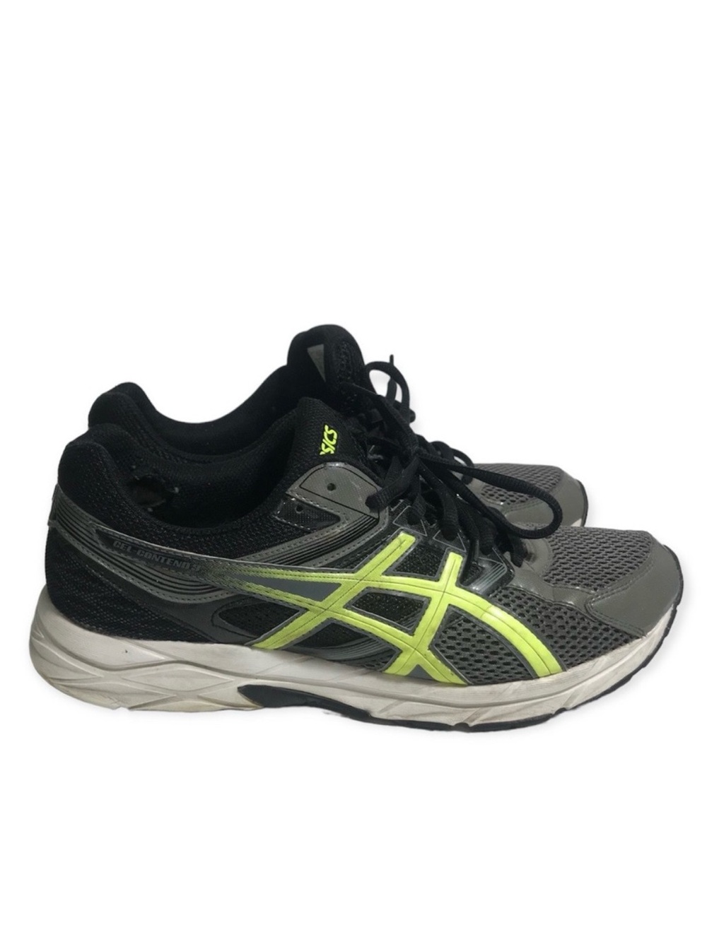 Asics Men's Gel-Contend 3 Black Gray Lime Size 10 Running Shoes